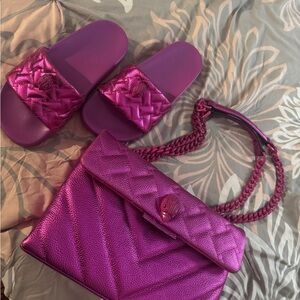 Kurt Geiger Metallic Purple Quilted Clutch
ONLY THE HANDBAG